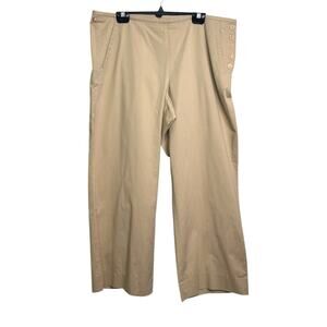 Faconnable Size 16 Khaki Side Button Wide Leg Sailor Pants Plus Size
